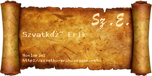 Szvatkó Erik névjegykártya